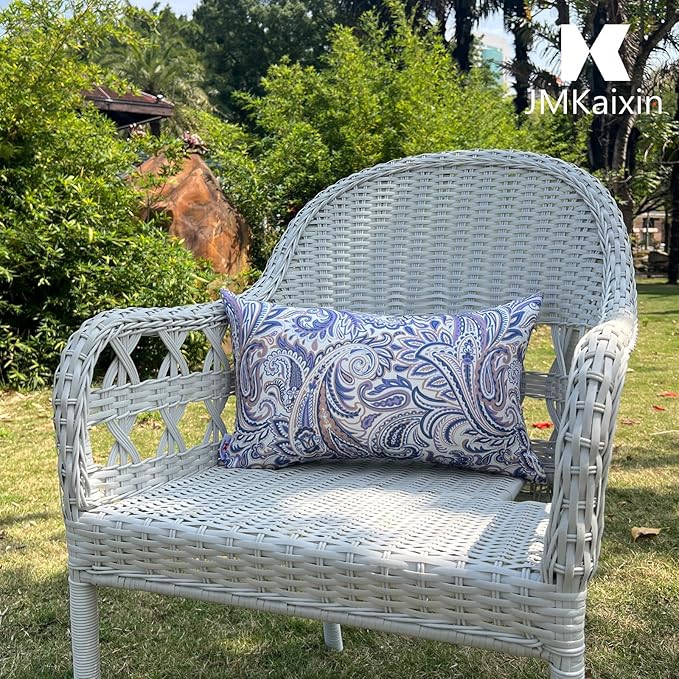 Pack of 2 Patio Lumbar Pillows, 12"x20" Fade Resistant Outdoor Waterproof Lumbar Pillow with Inners, Decorative Garden Lumbar Cushions for Home Patio Terrace Sofa Use