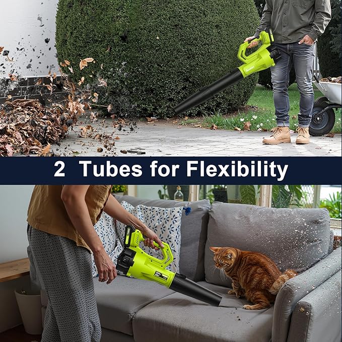 SUNCHERS Leaf Blower Cordless with 2 Batteries and Charger, Electric Battery Powered Cordless Leaf Blower, Portable Lightweight Handhold Blowers for Blowing Leaves, Patio Cleaning, Lawn Care and Dust