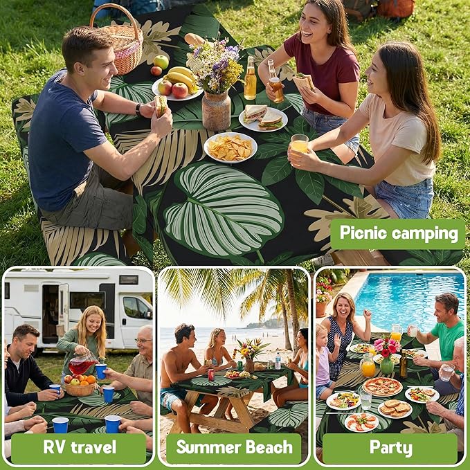 Picnic Table Cover with Bench Covers Tablecloth Table Cloth Camping Gifts for 30th 40th 50th 55th 60th 70th 80th 45th 65th 75th 40 50 55 60 65 70 Year Old Camper RV Owner Camping Lovers Women Men