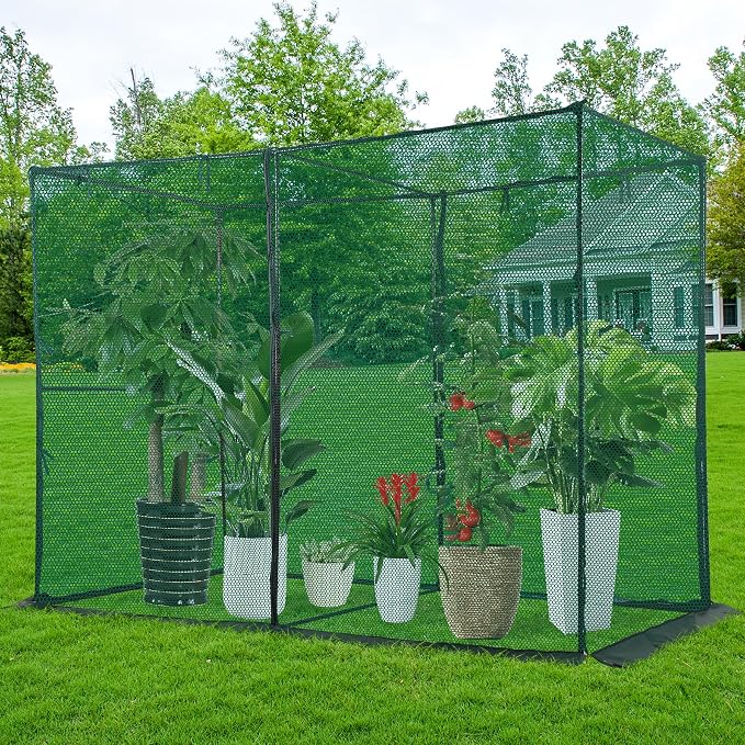 Crop Cage Plant Protection Tent 6.5 x 10 x 6.5 Ft, Large Grid & Protect Plants from Birds and Small Animals, Garden Cages with Storage Bag Suitable for Garden Patio Lawn