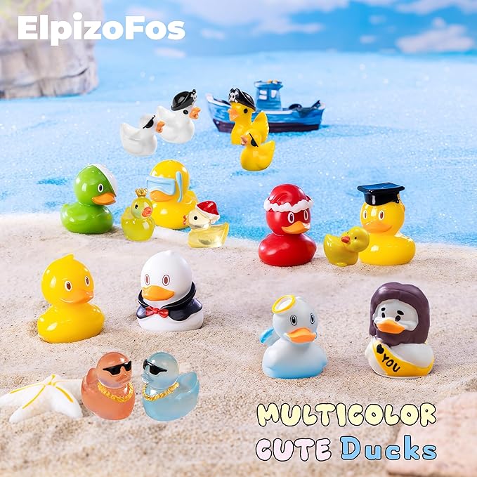 100pcs Various Multicolor Mini Resin Ducks, Tiny Ducks to Hide, Mini Resin Animal Miniature Figurines for Fairy Garden Accessories Aquarium Landscape Bonsai Potted Dollhouse Decor