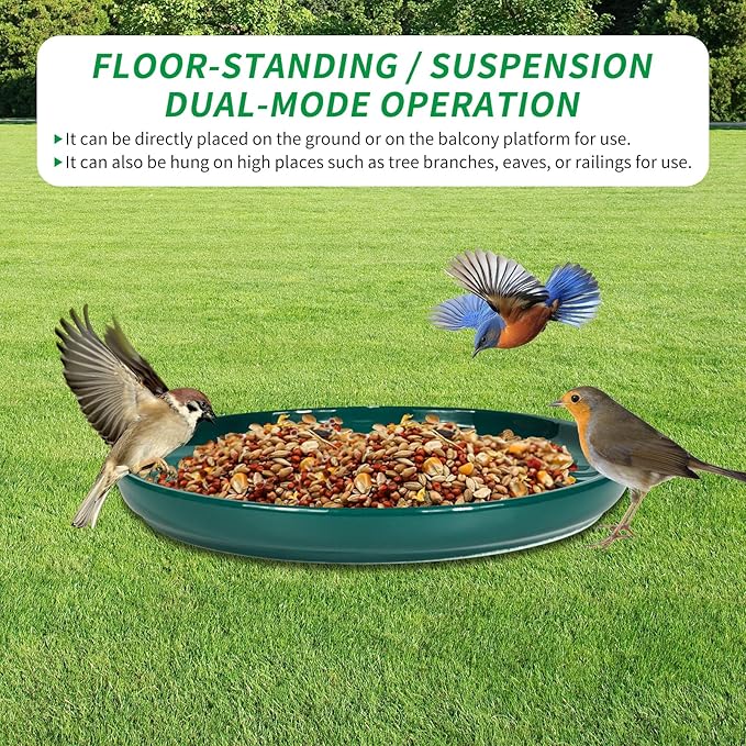 Platform Bird Feeders for Outdoors The Platform Bird Feeder Made of Exquisite Ceramic and The Double-Layer Designed Ground Bird Feeder
