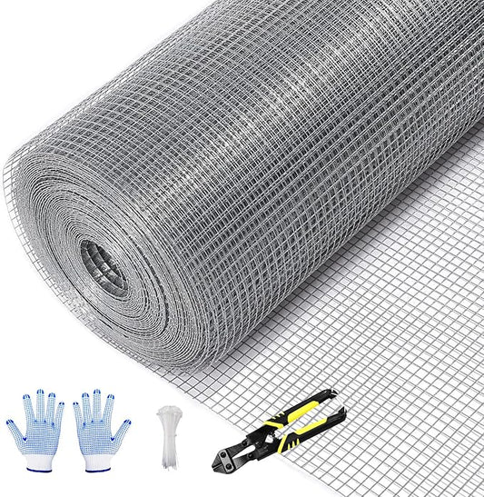 Tongmo 48" x 100' Hardware Cloth, 1inch Mesh Galvanized Chicken Wire Fence, 19 Gauge Welded Wire Roll,Garden Fence, Poultry Netting for Rabbit/Duck/Chicken Coop