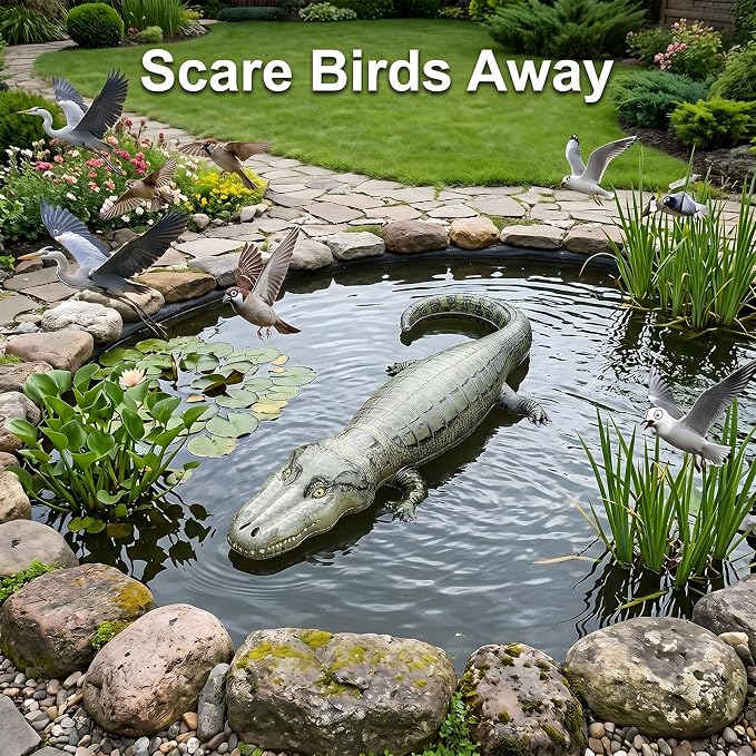 5.67FT Inflatable Alligator Keeping Ducks Away from Pools,Realistic Inflatable American Alligator Effective at Keeping Ducks and Raccoons Away from Pools