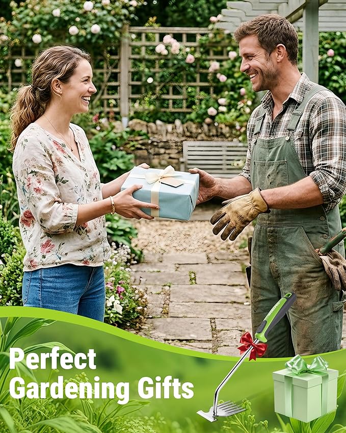 WORKPRO 15-Inch Weed Puller Tool, 6-Tine Heavy Duty Deep Root Remover for Dandelion, Stainless Steel Hand Weeder with Ergonomic Soft Grip, Ideal for Lawn, Garden, and Yard