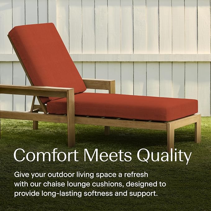 Honeycomb Outdoor Chaise Lounge Cushion for Patio Furniture, Water & Fade Resistant, Removable Cover, 21.5 x 70, Heritage Textured Solid Terracotta