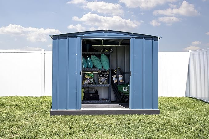 Arrow Classic Steel Storage Shed, 8x6, Blue Grey