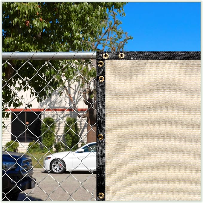 ColourTree Customized Size 6' x 18' Beige Fence Screen Privacy Screen - Commercial Grade 170 GSM - Heavy Duty - 3 Years Warranty - Cable Zip Ties Included