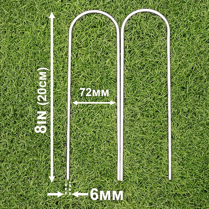 FORZA Steel U-Peg Ground Anchors | Heavy-Duty Galvanized Stakes for Soccer Goals Garden Yards Tents SOD Pins Lawn Landscaping Staples – Multiple Sizes & Packs (2, 8 Inch)