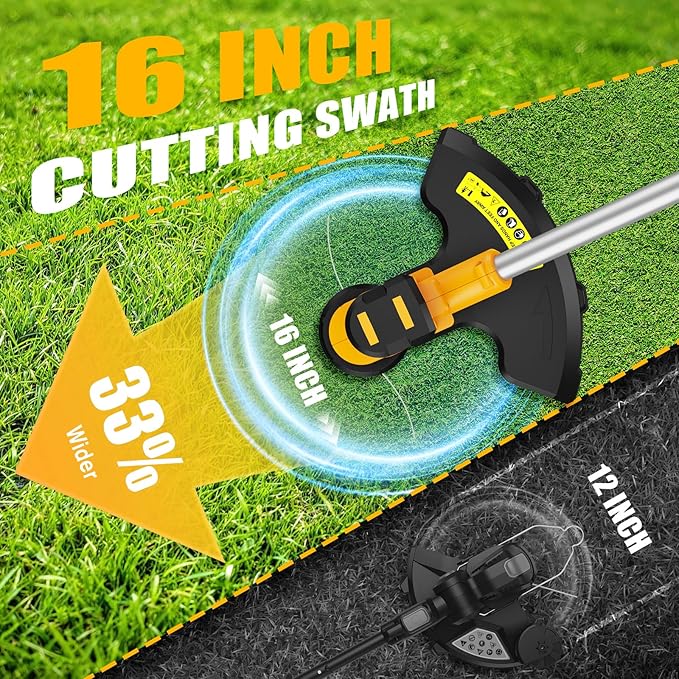 3-Piece Cordless Lawn Care Bundle Compatible with DEWALT 20V MAX Battery: 14" 40V(2x20V) Foldable Lawn Mower, 16" Brushless String Trimmer & 600 CFM Leaf Blower, Tool Only