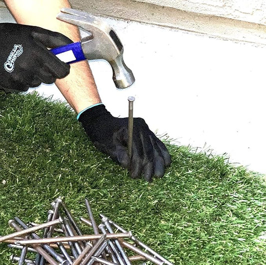 200-Pack - USA Made Synthetic Grass Turf Nails 6" Stakes (20 Pound) Non-Galvanized Thick 4-Gauge Style, Will Rust for Extra Hold - Spikes for Artificial Turf & No Dig Edging (200 Nails Per Bag)