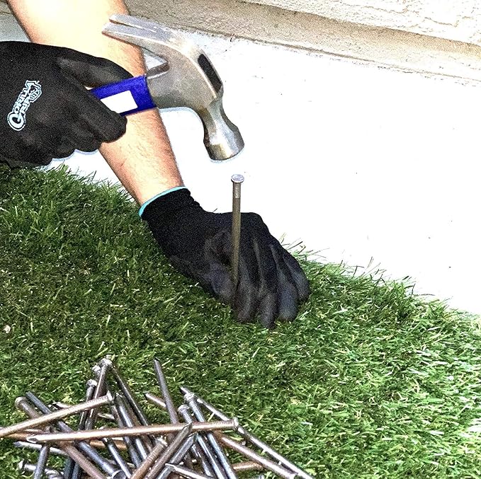 USA Made - Large Synthetic Grass 6" Stakes (2.5 Pound) Non-Galvanized Thick 4-Gauge Professional Style, Will Rust for Extra Hold - Spikes for Artificial Turf (Approximately 25 Nails Per Bag)