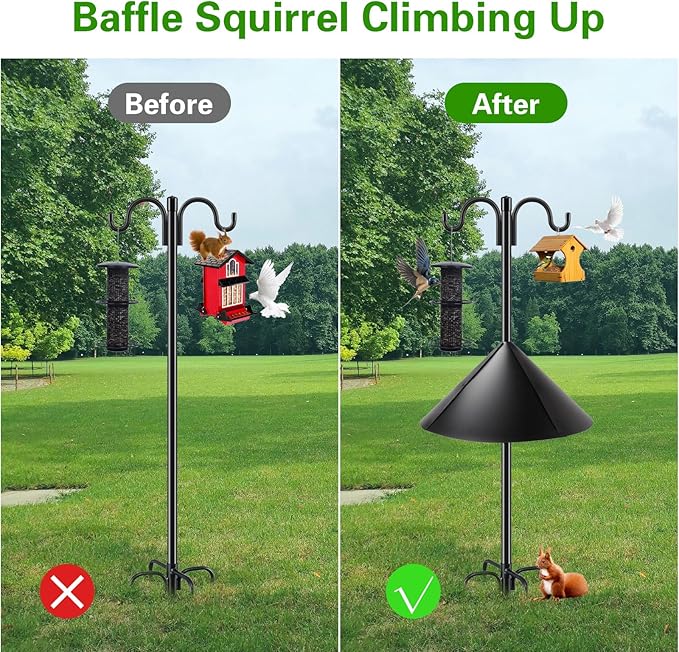 24 Inch Metal Squirrel Baffle, Metal Squirrel Baffle for Bird Feeder Pole Squirrels Proof Bird Feeders Outside Pole Mount Bird House Guard for Outdoor Shepherd’s Hook