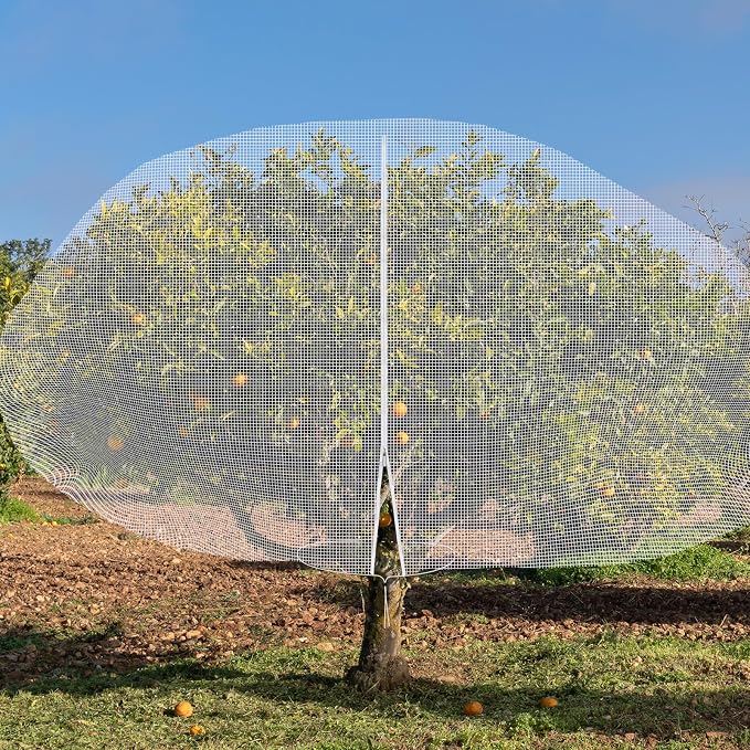 14 x 18 ft Large Fruit Tree Netting for Protecting Fruit from Squirrels Birds Bug Deer & Rat Garden Mesh Netting with Zipper and Drawstring Tree Covers for Blueberry Peach Apple Garden Bushes