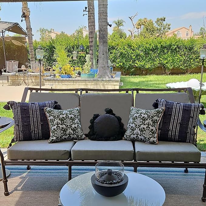 Sqodok Patio Cushion Covers, Waterproof Outdoor Cushion Covers Replacement, Patio Cushion Seat Slicovers for Sectional Sofa, Chair, Outdoor Wicker Patio Sofa (Grey, 22"x20"x4"-2 Pack-Cover ONLY)