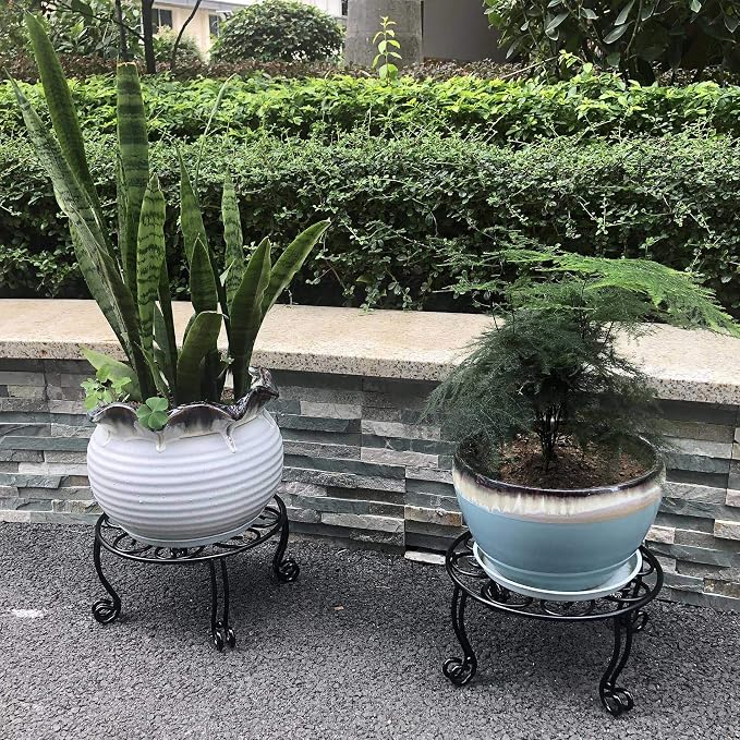 TREEZITEK 2 Tier 28.4inch Tall Metal Plant Stand,2 set 6 in Tall Plant Stand