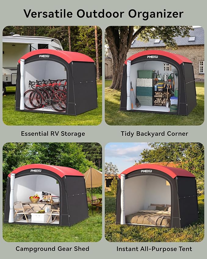 Oversized Outdoor Bike Storage Shed, Portable 210D Oxford PU4000 Bike Tent for 4-5 Bicycles, All-Weather Garden Storage for Motorcycles, Riding Lawn Mowers, Patio Furniture & Gardening Tools