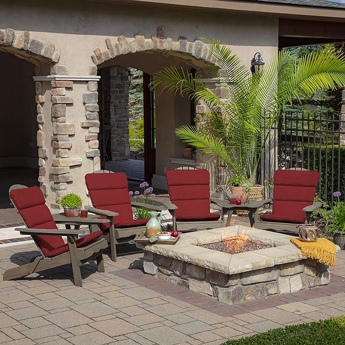 Arden Outdoor Adirondack or Rocking Chair Cushion, 20 x 17, Rain-Proof, Fade Resistant 17 x 20, Ruby Red Leala