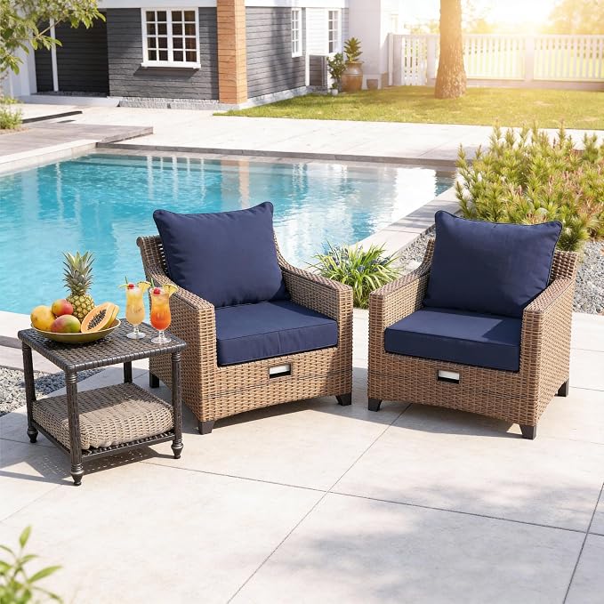 Art Leon Patio Chair Cushions 22 x 24 Outdoor Seat Cushions 28D High Density Foam Patio Chair Cushion with Non-Slip Backing Waterproof Outdoor Seat Cushion for Patio Furniture Porch Swing Navy Blue