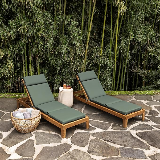 Arden earthFIBER Outdoor Chaise Cushion, 21 x 72, Rain-Proof, Fade Resistant, Cushion for Chaise Lounger Sage Green Texture