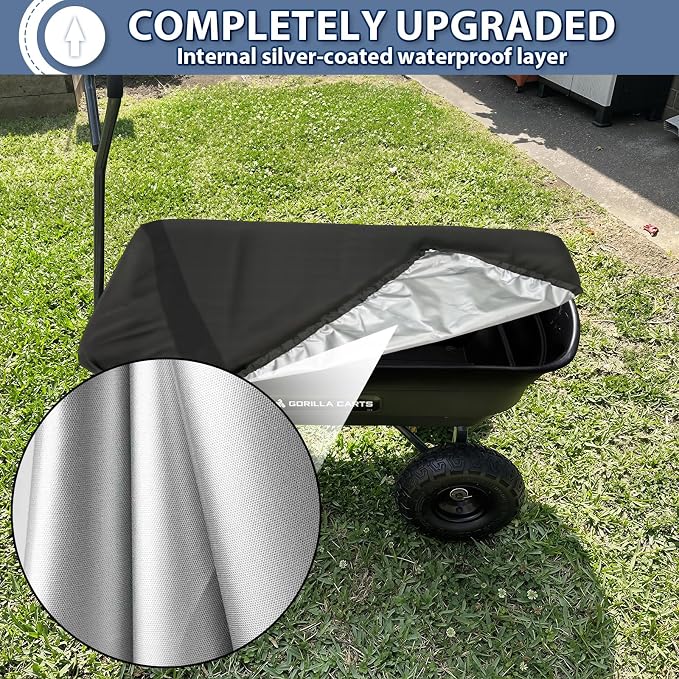 Collapsible Wagon Cover for Gorilla Carts Poly Garden Dump Cart, Outdoor Garden Wagon Cart Cover, Waterproof Dustproof UV Resistant Wagon Rain Covers Perfect for Lawn, Barn and Farm