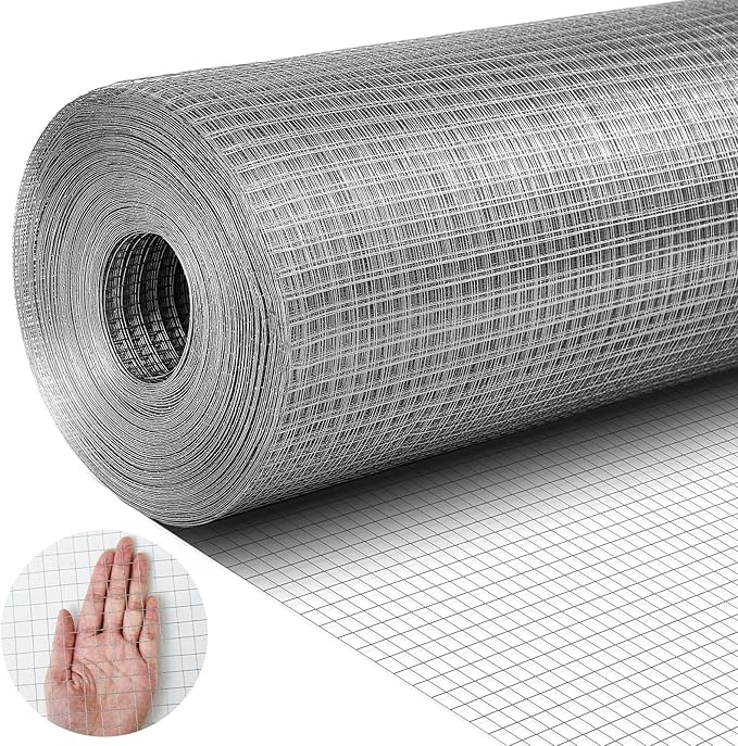 Tatuo Hardware Cloth 1/2 Inch 48in x 200ft Hot Dip Galvanized After Welded Cage Mesh Rolls 21 Gauge Metal Chicken Wire Mesh Roll Wire Fencing Poultry Netting for Raised Garden Rodent Animals