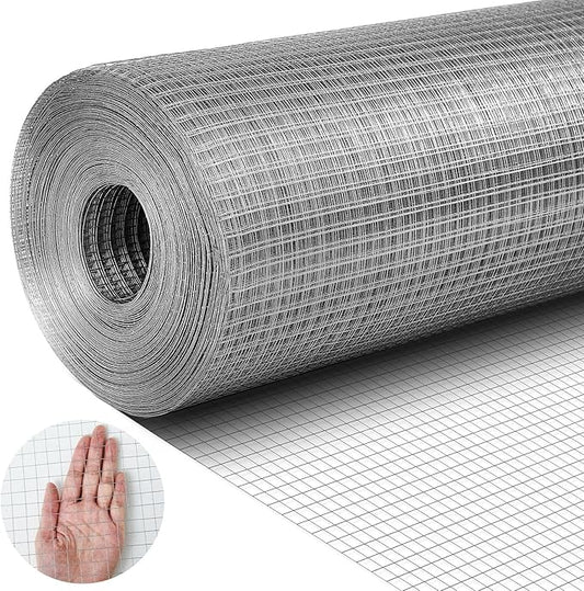 Tatuo Hardware Cloth 1/2 Inch 48in x 200ft Hot Dip Galvanized After Welded Cage Mesh Rolls 21 Gauge Metal Chicken Wire Mesh Roll Wire Fencing Poultry Netting for Raised Garden Rodent Animals