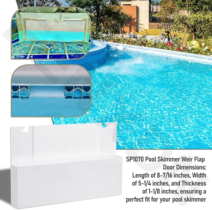 SP1070 Pool Skimmer Weir Flap Door [ 8-7/16" Length, 5-1/4" Width, 1-1/8" Thick] Compatible with Hay-Ward SP1070-K SP1070-D SPX1070KHR SP1070 SP1071 and SP10712S