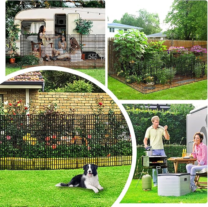 ULIOK 14 Panels Decorative Garden Fence Animal Barrier, Dog Fence Outdoor for Yard, 36 in(H) X 35.36 ft(W) No Dig Garden Fencing Outdoor, Dogs Rabbits Blocker Metal Wire Decorac Fences for Yard, Patio