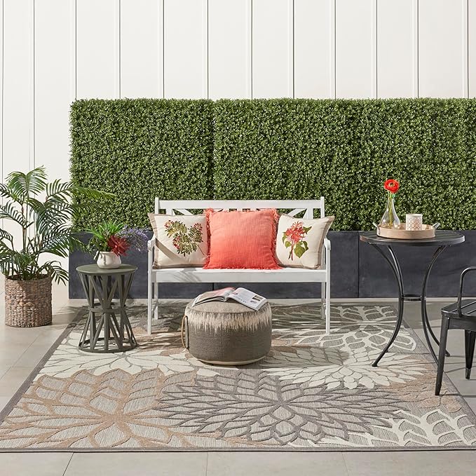 Nourison Home Aloha Natural 7'10" x 10'6" Area Rug - Easy Clean, Non Shedding, Bed Room, Living Room, Dining Room, Kitchen (8' x 11')