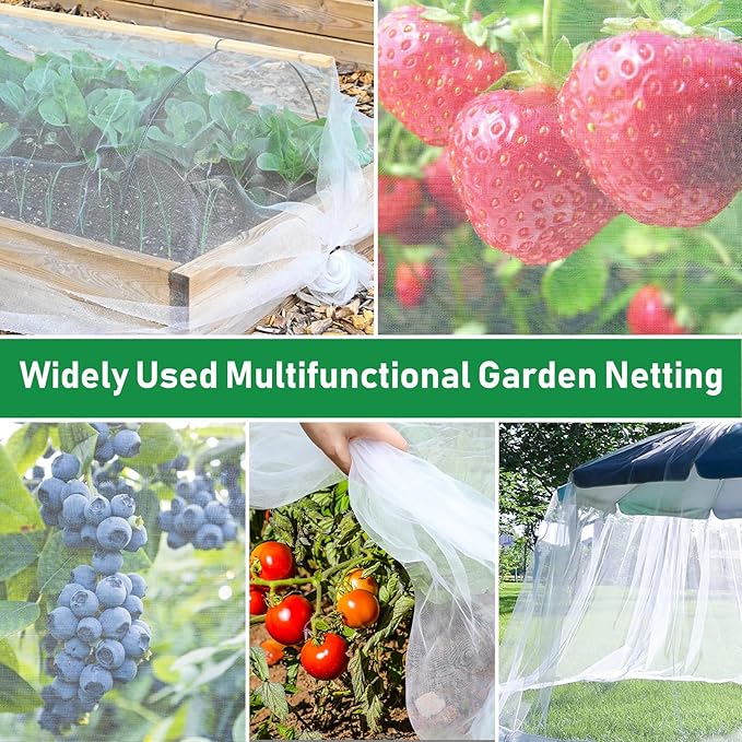 2Pack 10x25ft Garden Netting Mesh Barrier, Ultra Fine Mosquito Net for Patio,Garden Netting for Raised Beds,Fruit Tree Netting for Garden Protection Blueberry Bush Netting Cover
