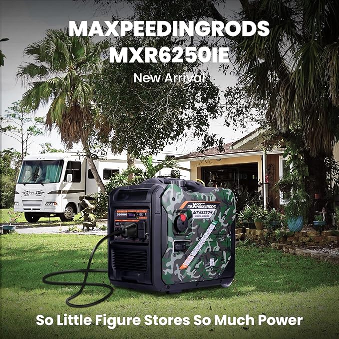 MaXpeedingrods 5500W Inverter Generator,Gas Powered, 86lbs, Electric Start, EPA Compliant, for Mobile Home Yard Garage Woodwork,Wheel & Handle Kit,RV Ready