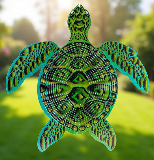 ISEO® Turtle Wind Spinner for Yard and Garden, Hanging Outdoor Decor, Yard Art, Porch and Patio Decorations, Metal Wind Spinners Outdoor, Weather Resistant, 12”