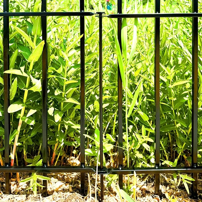 Thealyn Metal Decorative Garden Fence 24" Wide x 24" High (5 Panels, Total Length 10 feet), Metal Border Folding Fence, Landscape Fencing Dog Fence Pet Fence for Flower Bed, Yard, Animal Barrier