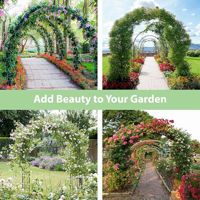 RUBFAC 7.8ft Garden Arch Trellis for Climbing Plants Outdoor, Metal Arch Frame Garden Arbors and Arches, Outdoor Archway for Flower Vines Wedding Bridal Party Decoration, Black