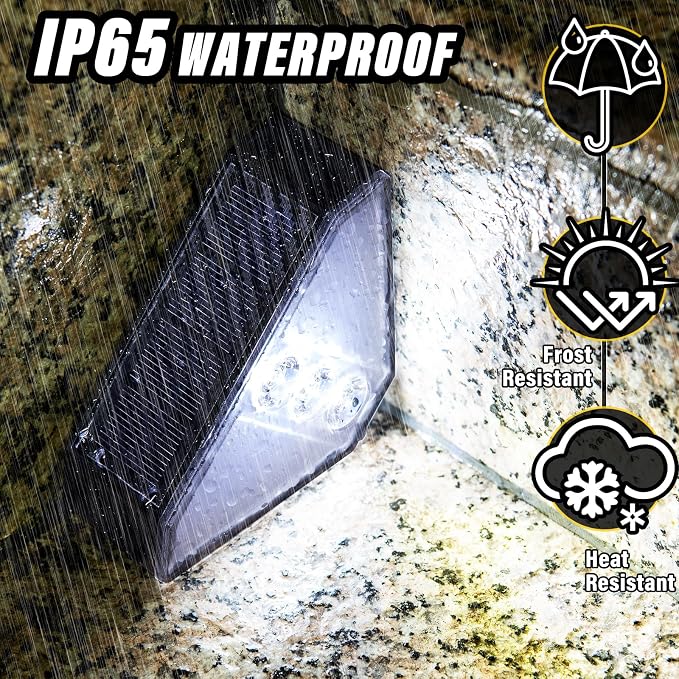 ROSHWEY Solar Stair Lights Outdoor Waterproof, 12 Pack Solar Powered Step Lights for Outside, Triangle Deck Step Light, Outdoor Decor Lighting for Front Porch, Backyard, Patio, Cool White