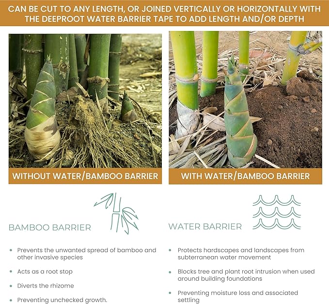 DeepRoot Water Barrier, Versatile Bamboo Barrier, Easy-to-Install Garden Barrier for Landscaping and Protection, Durable, Flexible, 24" x 100' Roll-40 mil Thickness, Black (WB 24/40-100)