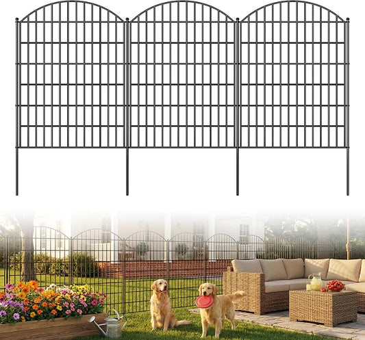 Toolterritary 15 Panels Arched No Dig Decorative Garden Fence, 40in(H) x 37.5ft(L) Dog Fence Outdoor for Yard, Rustproof Metal Garden Fence Animal Barrier for Dogs, Rabbits, Patio & Flower Bed