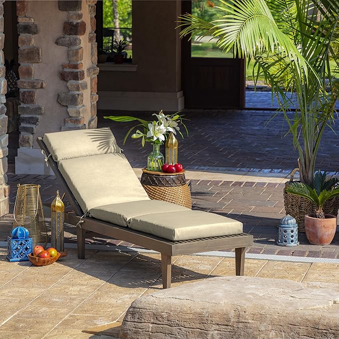 Arden Outdoor Chaise Cushion, 22 x 77, Rain-Proof, Fade Resistant Tan Leala
