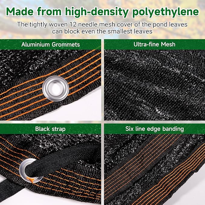 Pool Leaf Net Cover 21 ft Round, Fine Mesh Leaf Net for Above Ground Pool, Winter Pool Cover 21 ft Round Above Ground, Cover Size: 24-Feet Dia (Includes 3-feet Overlap) (Black -Round, 21FT)