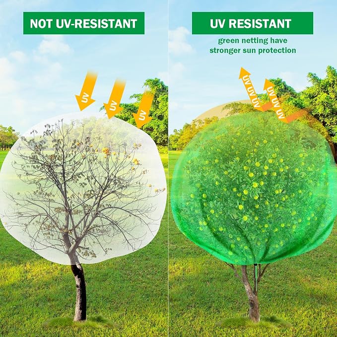 Fanfanwin 2 Packs 10 x 10 ft Large Fruit Tree Netting Bags with Zipper and Drawstring Squirrels Insect Bird Plant Cover for Fruit Trees Fruit Tree Net Protection