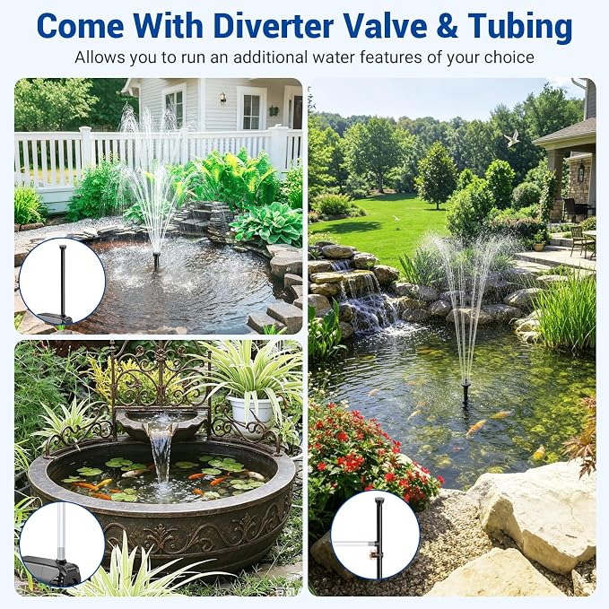 NFESOLAR 35W Solar Fountain Pump, 280GPH Solar Pond Pump with Foldable Solar Panel, Adjustable Flow Solar Water Pump with 6.6FT PVC Tubing for Outdoor Pond, Garden, Waterfall, Hydroponic, Pool