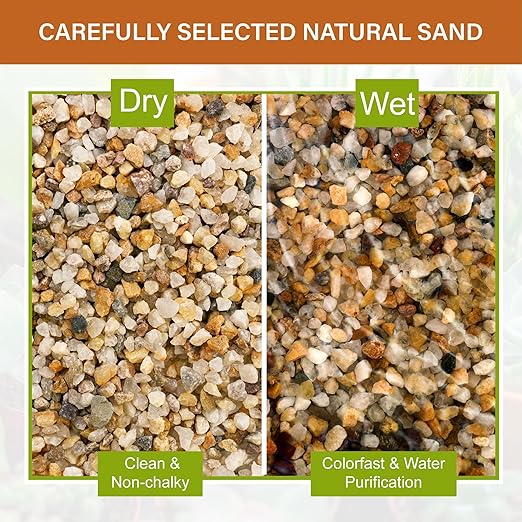 NUPICK 3-5mm Coarse Sand for Plants, 6lb Horticultural Grit for Succulents, Desert Silica Sand for Cactus, Decorative Gravel for Landscaping, Gold Grit for Aquariums, Bonsai, Vases Fillers
