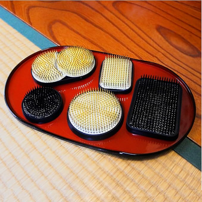 KAKURI Kenzan Flower Frog Black Large Square 3.8", Japanese Ikebana Flower Arrangement Supplies, Professional Flower Holder Pin Frog, Japanese Stainless Steel, Made in Japan