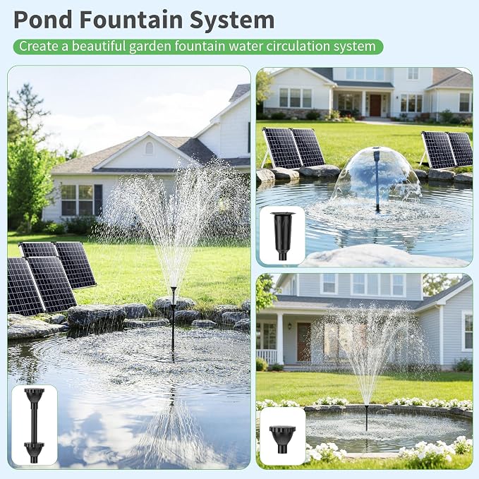 POPOSOAP 120W Solar Fountain Pump and Filter Kit, 1600GPH Solar Powered Pond Filter with 4-Stage Biological Filtration, Water Pump & Pond Filter Box for Outdoor Koi Pond, Garden, Waterfall P3120