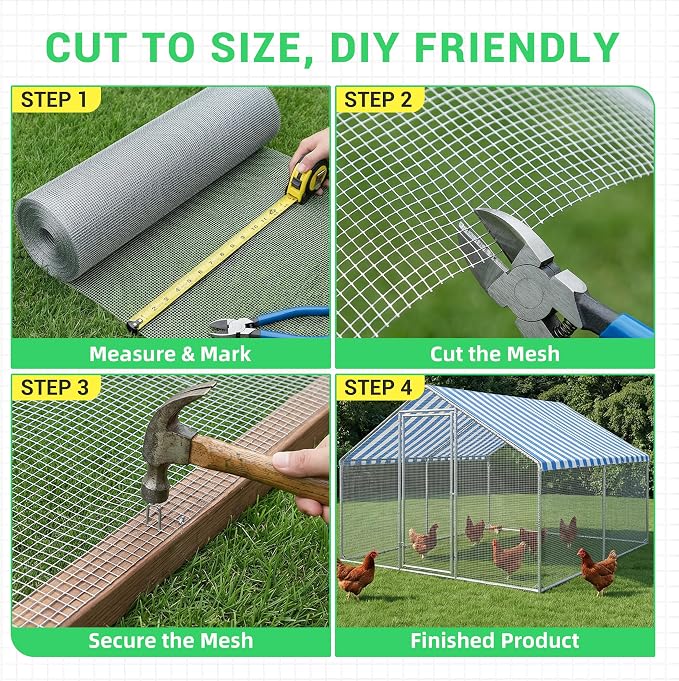 Land guard 19 Gauge Hardware Cloth, 1/2 inch 48inch×100ft Chicken Wire Fence, Galvanized Welded Cage Wire Mesh Roll Supports Poultry Netting Cage Fence………