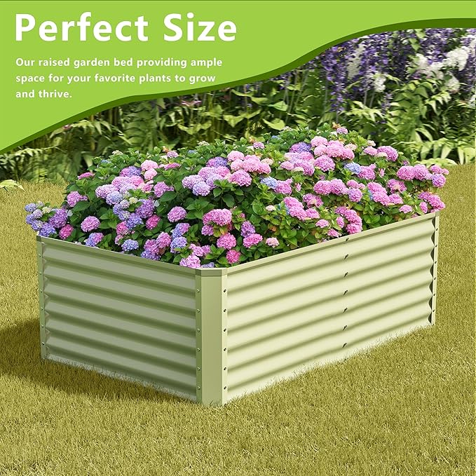 2PCS 4x2x2FT Galvanized Raised Garden Bed,Galvanized Planter Boxes Outdoor, Large Metal Raised Garden Beds for Vegetables-Green