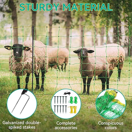 PPOLB Electric Fence Netting - 42.5" H x 164' L, Portable Movable Livestock Nets Mesh for Goats, Sheep, Hogs, Dog, All-Purpose Electric Fencing for Backyards, Homesteaders, Farms Ranches, and Gardens