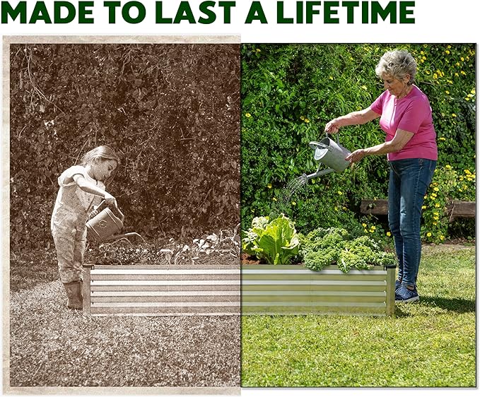 Plant & Plot Galvanized Raised Garden Beds Outdoor // 6×3×1 ft (2-Pack) Planter Raised Beds for Gardening, Vegetables, Flowers // Large Metal Garden Box // Patented Tool-Free Design (Silver)