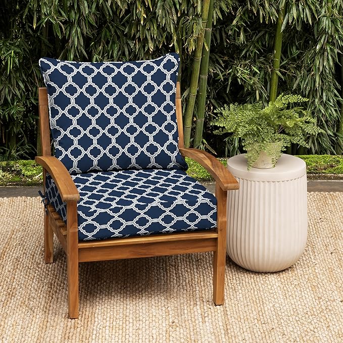 Arden earthFIBER Outdoor Foam Deep Seat Cushion (4-Pack), 24x24, Premium High-Density Foam, Never Flattens, Weather-Proof for Patio Chair Sofa Couch, Sapphire Blue Garden Trellis